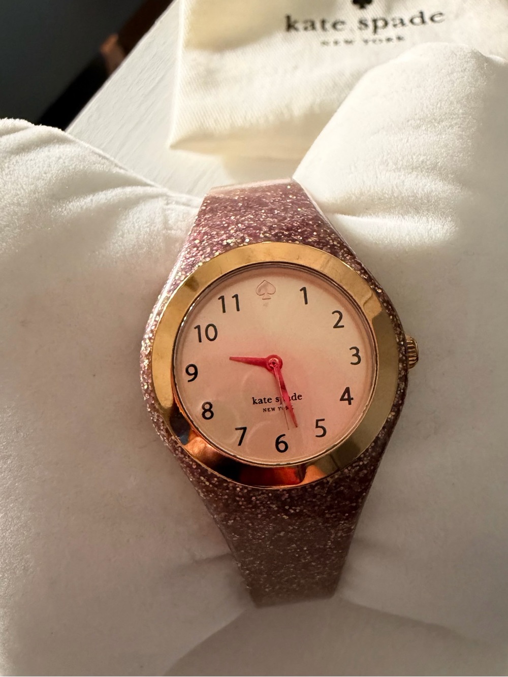 Kate Spade Rose-Tone Glitter Band Watch with Cream Dial - Picture 3 of 4